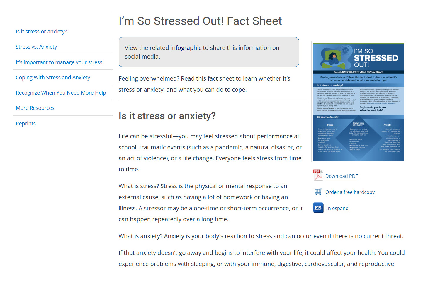 Screenshot of the I’m So Stressed Out! website.