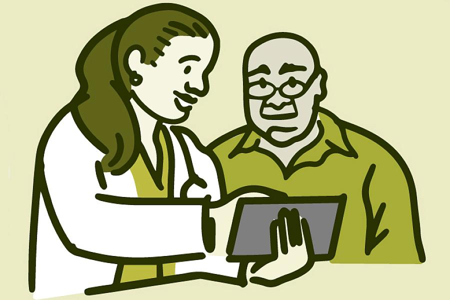Illustration of a doctor talking with patient